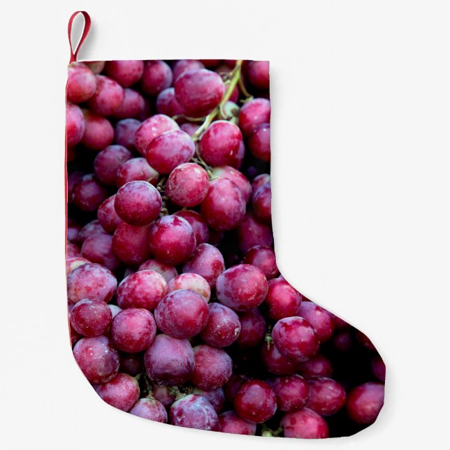 Röda druvor av vin liten julstrumpa (Framsidan)