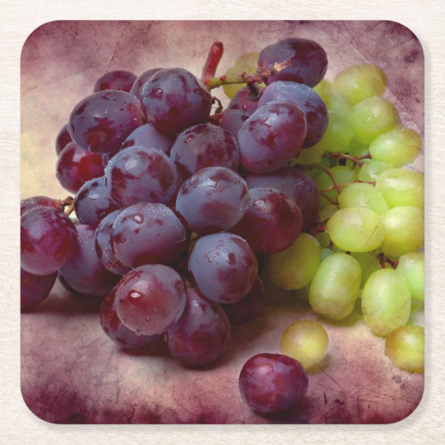 Röda druvor och Grönt Underlägg Papper Kvadrat (Framsidan)