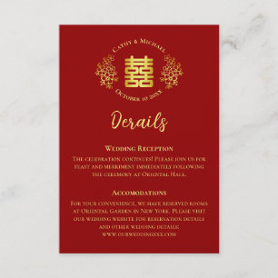 Röda dubblans lycka, blommigt kinesiska bröllop-de tilläggskort