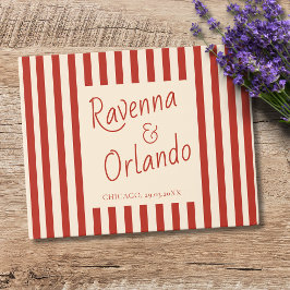 Röda Elfenbensränder Retro Minimalistisk Bröllop Gästböcker