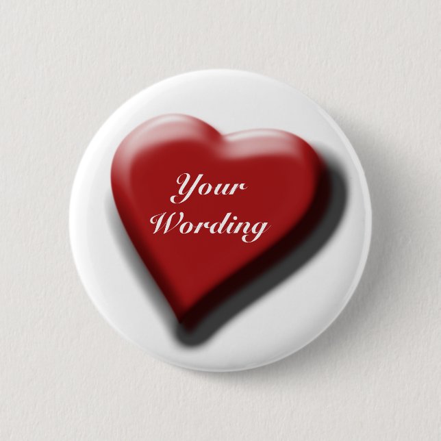 Röda emblem för hjärtasingelanpassade knapp (Framsida)