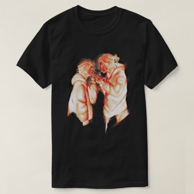 Röda estetiska animepojkar som röker t shirt (Design framsida)