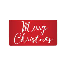 Röda etiketter för god jul