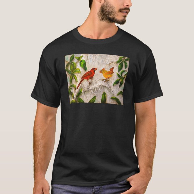 Röda fågelkardinalfåglar t-shirt (Framsida)