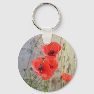 Röda fältmajvallmor Keychain Nyckelring