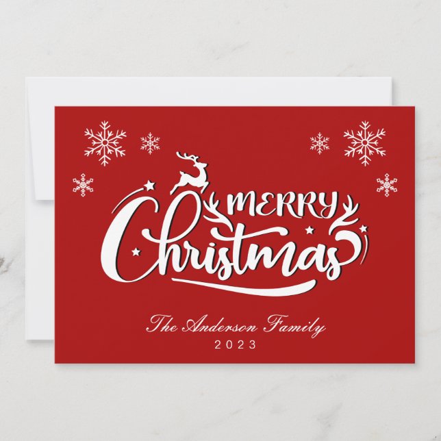 Röda familjen Namn och årligt julkort (Framsida)