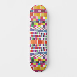 Röda färgrutor och färgade pixlar Skateboard