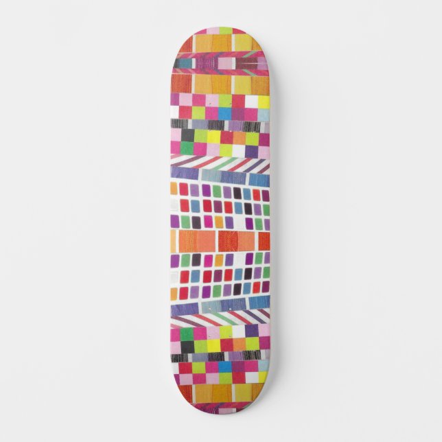 Röda färgrutor och färgade pixlar Skateboard (Framsida)