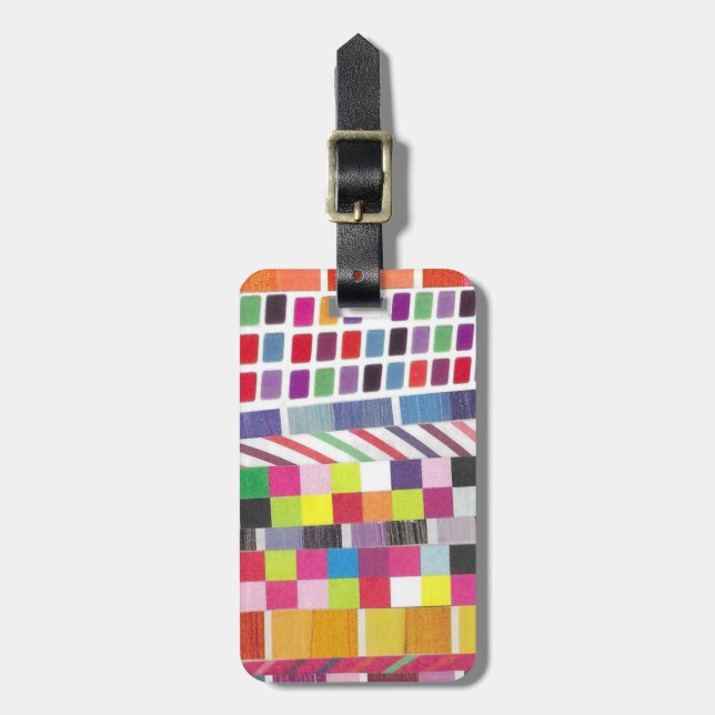 Röda färgrutor och färglösa pixelresaggar bagagebricka (Vertikal Framsida)