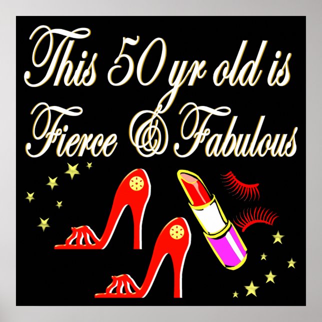 RÖDA FÄSTDJUR OCH FABULÖSA 50:E FÖDELSEDAGEN POSTER (Framsidan)