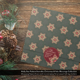 Röda fästen för Comfort & Joy Holly Star-Personlig Runt Klistermärke