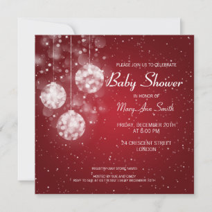 Röda festliga Baubles för elegant baby shower Inbjudningar