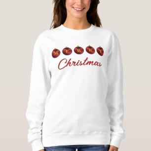 Röda festliga julgranskulor God Jul text T Shirt