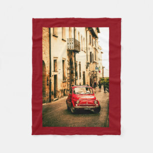 Röda Fiat 500, italien, ullfiltvintage car Fleecefilt