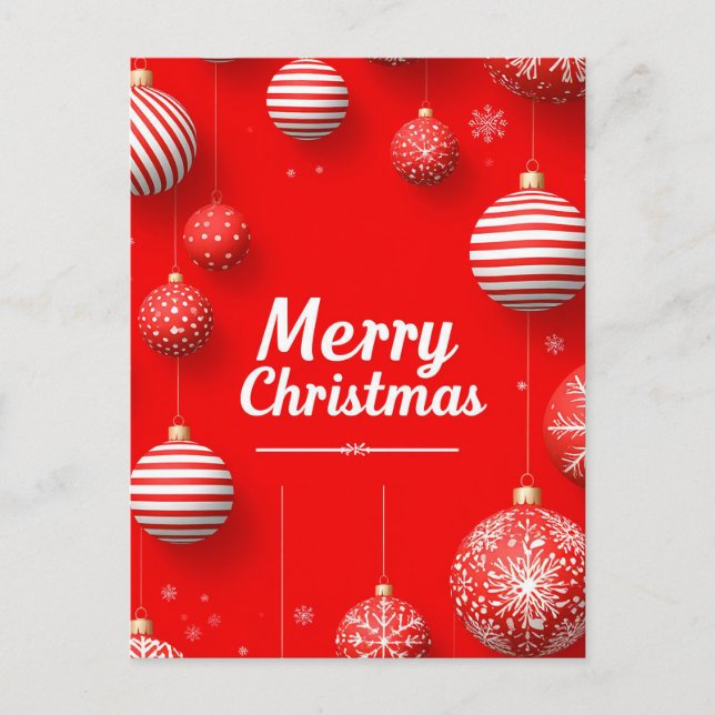 🎁 Röda firande prydnader Festiv jul Elegant Vykort (Framsida)