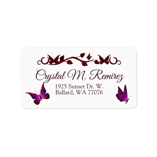 Röda fjärilar-Adressetiketter Adressetikett (Framsidan)