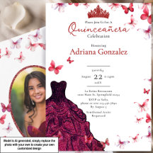 Röda Fjärilar Klänning Foto 15 XV Quinceanera