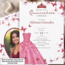 Röda Fjärilar Klänning Foto 15 XV Quinceanera