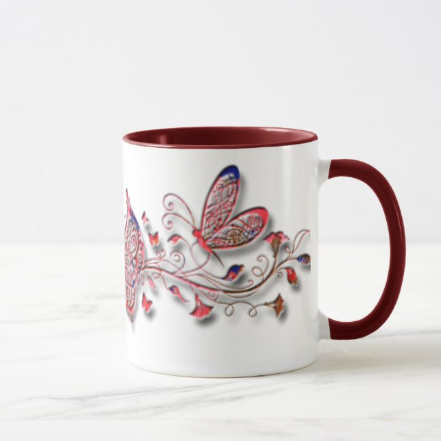 Röda fjärilar mugg (Höger)