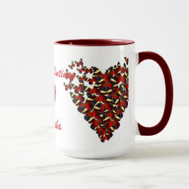 Röda fjärilar och Valentineser från kärlek Mugg