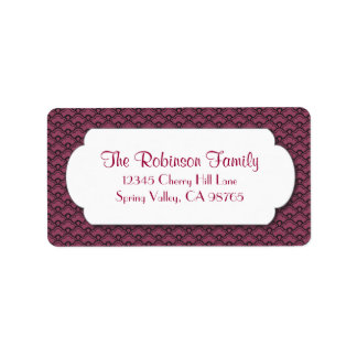 Röda Fläkt Mönster med vit Ram Adressetikett