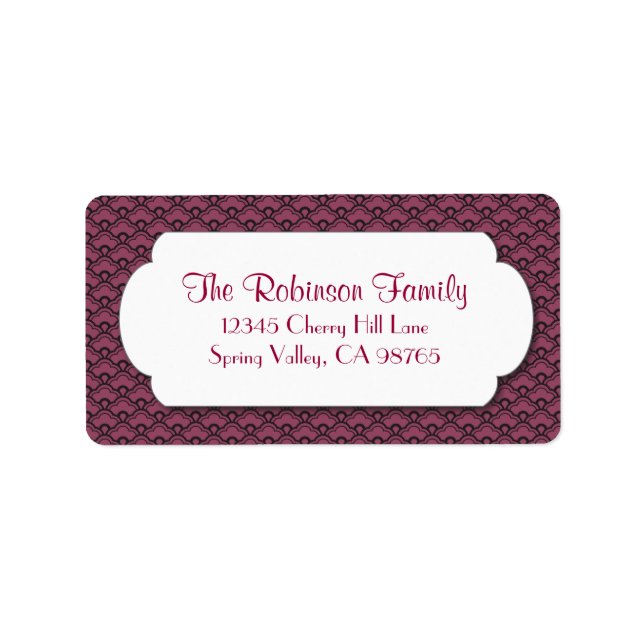 Röda Fläkt Mönster med vit Ram Adressetikett (Framsidan)