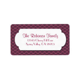 Röda Fläkt Mönster med vit Ram Adressetikett