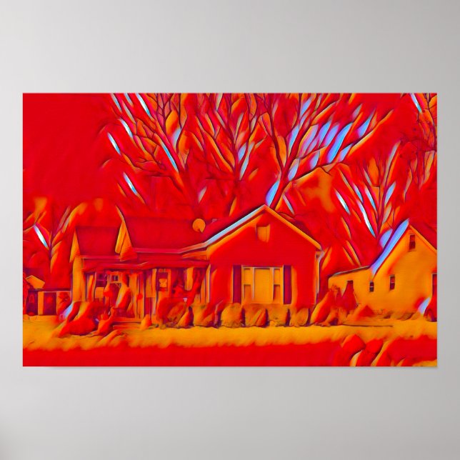 Röda Flaming Förorter Poster (Framsidan)