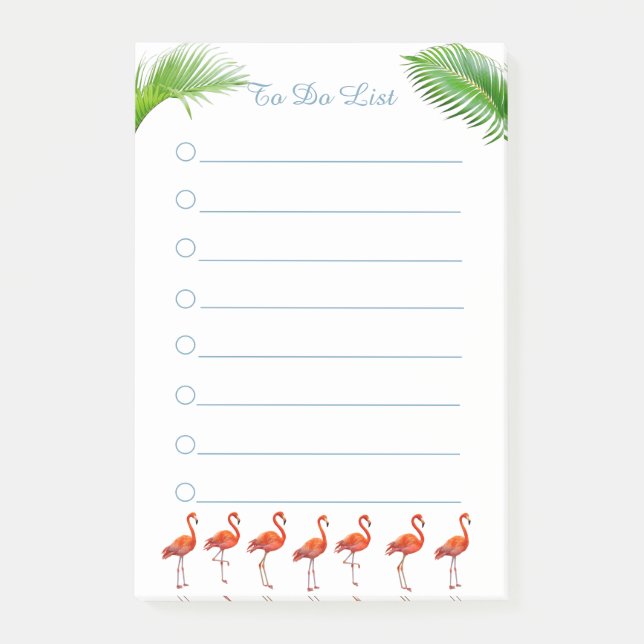 Röda flamingos & Gröna palmkvistar Att Göra Post-it Block (Framsida)