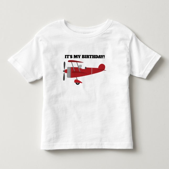 Röda flygplan Det är min Personlig på födelsedagen T Shirt (Framsida)