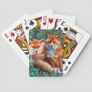 RÖDA FOXER BLAND GRÖN, FOLIE OCH BLOMMOR CASINOKORT