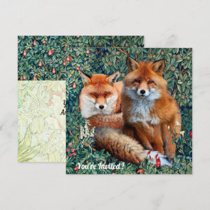 RÖDA FOXER BLAND GRÖN, FOLIE OCH BLOMMOR INBJUDNINGAR