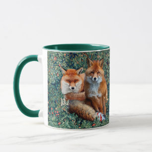 RÖDA FOXER BLAND GRÖN, FOLIE OCH BLOMMOR MUGG