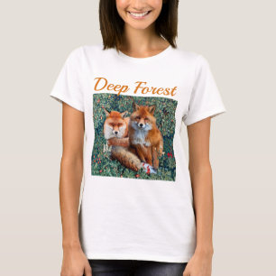 RÖDA FOXER BLAND GRÖNT LÖV, FOLIAGE,FLÖDEN T SHIRT
