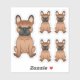 Röda franska bulldog Cute Cartoon Hundillustration Klistermärken