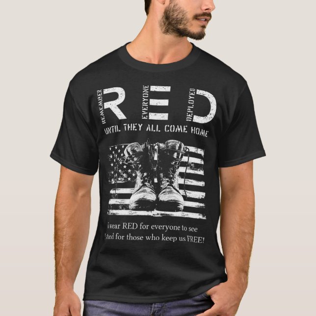 Röda Fredag-militären tills de Kom hem min Soldie T Shirt (Framsida)