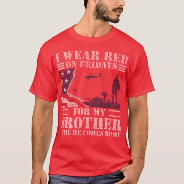 Röda fredagskjortor för veteranmilitärbroder t shirt (Framsida)