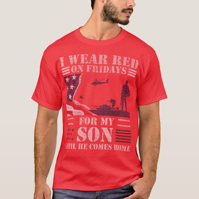 Röda fredagskjortor för veteranmilitärSon T Shirt (Framsida)