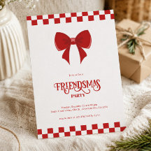 Röda Friendsmas Moderna Julfest Inbjudan