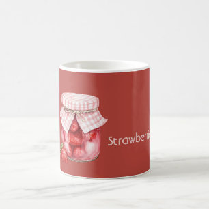 Röda frukt jordgubbar burk kaffemugg