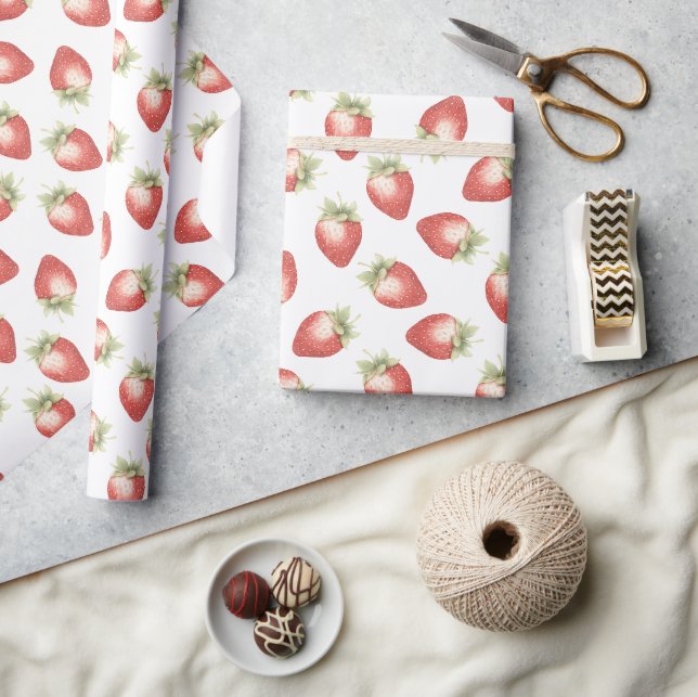 Röda Frukt Jordgubbar Födelsedag Presentpapper (Hantverk)