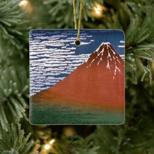 Röda Fuji, Aka Fujiyama vulkanen Katsushika Hokusa Julgransprydnad Keramik