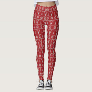 Röda fula julsötare mönster leggings