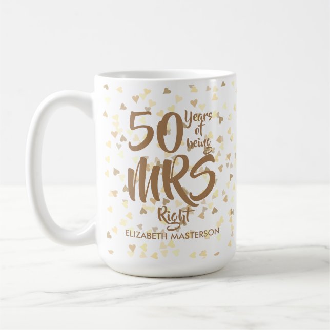Röda Fun 50-års gyllene bröllopsjubileum Kaffemugg (Vänster)