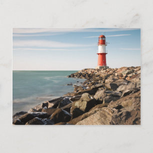 Röda fyr i Warnemuende Vykort
