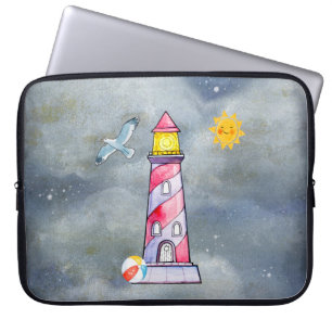 Röda fyr med Stormy Background Laptop Sleeve