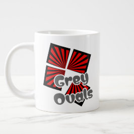 Röda fyrkanter med Beams och Grått Ovaler Text Jumbo Mugg