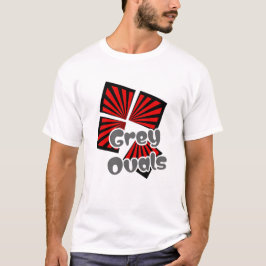 Röda fyrkanter med Beams och Grått Ovaler Text T Shirt
