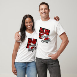 Röda fyrkanter med Beams och Grått Ovaler Text T Shirt