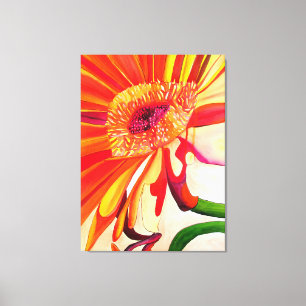Röda Gerbera-blommans vattenfärgsmålare Canvastryck